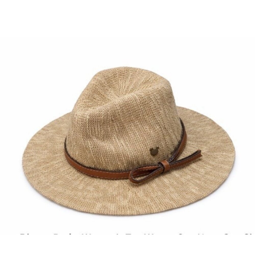 Disney‎ Parks Woven Hat With Leather Bow Belt Tan Safari Style Disneyland